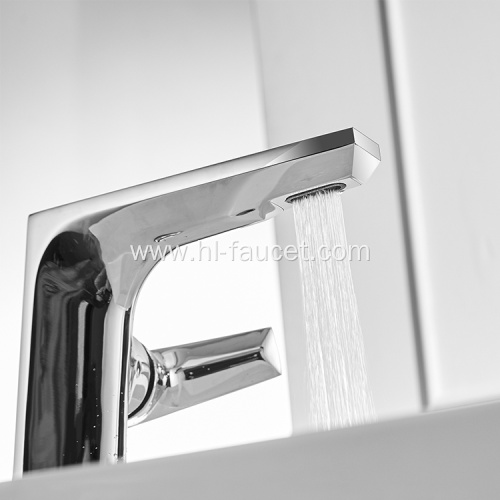 Brass square plating bathroom basin faucet